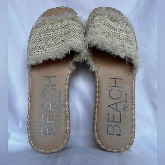 Matisse Seashell Cream Raffia Platform Slides 9 - Picture 5 of 10